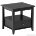 Yaheetech Wood Bedside Table with Drawers & Open Shelf Modern Bedroom Nightstands Black Finish - B078SPR23X