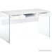 Coaster Contemporary Glossy White Writing Desk with Glass Sides - B014KPUEGK