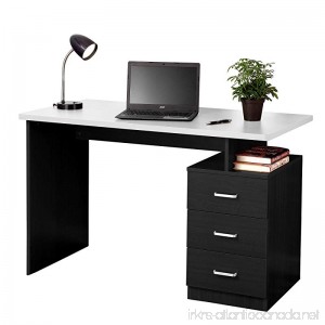Fineboard Home Office Desk with 3 Drawers Black/White - B01HN5CPZM