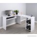 Fineboard L-Shaped Office Corner Desk 2 Side Shelves White - B01MRLHATK
