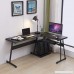 GreenForest Office Desk Corner L Shaped Workstation Laptop Table MDF Black with keyboard - B07BWB6G68