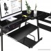 GreenForest Office Desk Corner L Shaped Workstation Laptop Table MDF Black with keyboard - B07BWB6G68