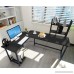 L-shaped Large Computer Desk Table Office Laptop PC Workstation with Free CUP Stand and Storage Shelf (Black) - B076H369Z3