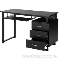 Merax Multipurpose Home Office Black Computer Desk with Pull-Out Keyboard Tray and Drawers - B01N0ZSJZU