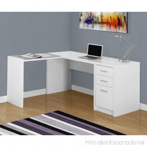 Monarch Specialties I 7136 White Corner with Tempered Glass Computer Desk - B01D1JHTQO