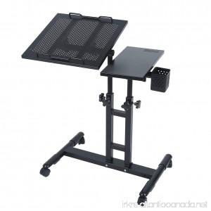 Redscorpion Adjustable Height Rolling Mobile Laptop Desk Table Computer Desk Cart Over Sofa Bed Table(black) - B01E8J92QQ