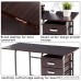 Tangkula Folding Computer Desk Wheeled Home Office Furniture With 3 Drawers Laptop Desk Writing Table Portable Dome Apartment Space Saving Compact Desk for Small Spaces (Brown) - B077RPK56B