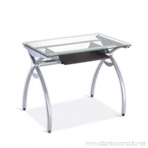 Techni Mobili Contempo Clear Glass Top Computer Desk With Pull Out Keyboard Panel. Color: Clear - B001K92F30