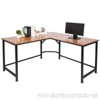TOPSKY L-Shaped Desk Corner Computer Desk 55" x 55" with 24" Deep Workstation Bevel Edge Design (Oak Brown+ Black Leg) - B07BNFCSS9