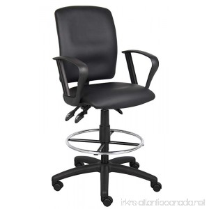 Boss Office Products B1647 Multi-Function LeatherPlus Drafting Stool with Loop Arms in Black - B0030ZJP80
