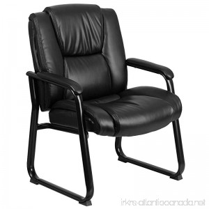 Flash Furniture HERCULES Series Big & Tall 500 lb. Rated Black Leather Executive Side Reception Chair with Sled Base - B00TIPDHJO