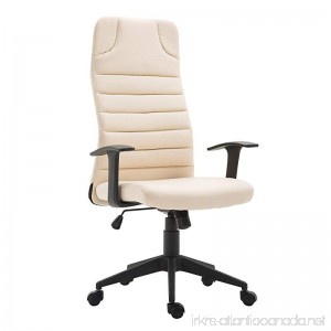 HOMCOM High Back Ergonomic Desktop Computer Chair with Lumbar Support and Arms - Cream White - B07BF937RT