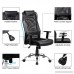 LCH High Back Mesh Office Chair - Ergonomic Computer Desk Task Executive Chair with Padded Leather Headrest and Seat Adjustable Armrests Black (Black) - B06XKZ83SW