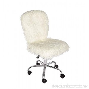 Linon 558255CHRM01 Cora Faux Flokati Armless Office Chair White - B07D99RLT1
