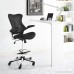 Modway Charge Drafting Chair In Black - Reception Desk Chair - Tall Office Chair For Adjustable Standing Desks - Drafting Table Chair - Flip-Up Arms - B01N0SKDRB