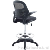 Modway Stealth Drafting Chair In Black - Reception Desk Chair - Tall Office Chair For Adjustable Standing Desks - Drafting Table Chair - Flip-Up Arms - B01NGU19BM