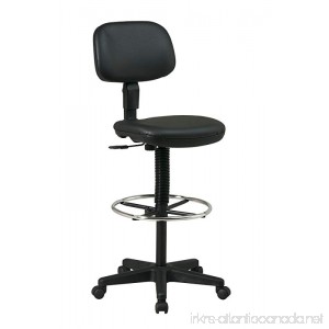 Office Star Sculptured Vinyl Seat and Back Pneumatic Drafting Chair with Adjustable Chrome Foot ring Black - B0039MIMRE