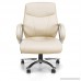 OFM Avenger Series Big and Tall Leather Executive Chair - Black Mid Back Computer Chair with Arms Cream (811-LX-CRM) - B009DSIX4U