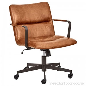 Rivet Mid-Century Leather Three-Panel Chair on Wheels 25.75 W Saddle - B076N53WVF