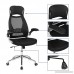 SONGMICS Mesh Office Chair with Backrest Headrest Flip up Armrests PU casters in silence Swivel Desk Chair for Home Office Black UOBN86B - B073ZB85DN