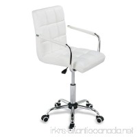 Yaheetech Modern Swivel Office Chair Faux Leather Home Computer Desk Chairs on Wheels White - B00ZTF7IJC