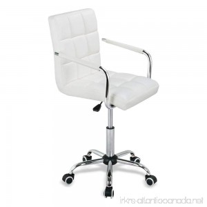 Yaheetech Modern Swivel Office Chair Faux Leather Home Computer Desk Chairs on Wheels White - B00ZTF7IJC