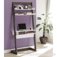 3-tier Leaning Bookcase and Computer Desk with Drawer Open Cubby Storage - Weathered Grey and White - B07D5K45WK
