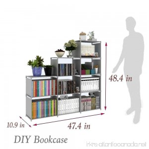 Flyerstoy 9-Cubes Bookcase DIY Adjustable Cabinet Bookshelf Kids Office Bookshelf Closet Shelf Home Furniture Storage - B079ZQM1WQ