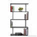HOMCOM Modern S-Shaped 5 Tier Room Dividing Bookcase - Black - B01FI4SCIO