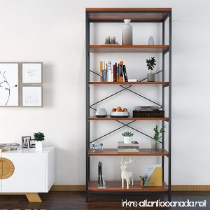 Homevol Bookcase Book Shelves 5-Shelf Bookshelf Industrial Style Metal and Wood Free Vintage Standing Storage Shelf Units - B078YQLGMS