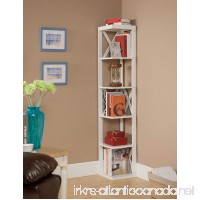 Kings Brand Furniture Wood Wall Corner 5 Tier Bookshelf Display Stand  White - B00ZGI80QW