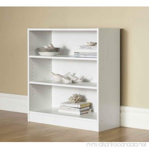 Mainstays 3-Shelf Bookcase - Wide Bookshelf Storage Wood Furniture 1 fixed shelf 2 adjustable shelves Bookcase (White) - B06X9FD3RG