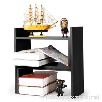 NIUBEE Adjustable Bamboo Desktop Bookshelf Countertop Bookcase Book Storage Organizer Display Shelf Rack(Black) - B07C88WPPD