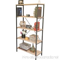 Sleekform Bookshelf | Vintage Industrial Rustic Style Open 5 Shelf Bookcase | Solid Wood Shelving Unit for Home or Office - B0743KVDYN