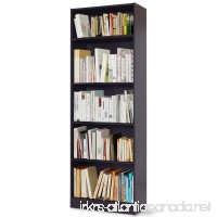 TANGKULA 5-Shelf Bookcase Modern Wood Multipurpose Collection Display Storage Shelves Black - B07BBKCM8S