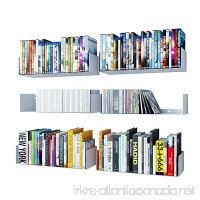 Wallniture U Shape Bookshelf Wall Mountable Metal CD DVD Storage Rack White Set of 6 - B071HPW81L