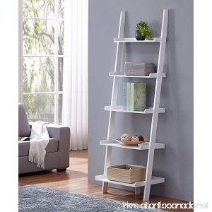 White Finish 5 Tier Bookcase Shelf Ladder Leaning - 72 Height - B0754NKD1C