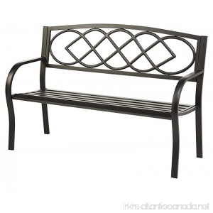 Celtic Knot Patio Garden Bench Park Yard Outdoor Furniture Cast and Tubular Iron Metal Powder Coat Black Finish Classic Decorative Design Easy Assembly 50 L x 17 1/2 W x 34 1/2 H - B00WT4S36S