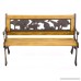 FDW Patio Garden Bench Park Porch Chair Cast Iron Hardwood Furniture Animals - B075WV58HV