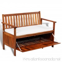 Festnight Wooden Outdoor Patio Storage Bench Acacia Wood Garden Deck Box with Cushion Cabinet Chair 47 x 25 x 33 - B075YRQJRK