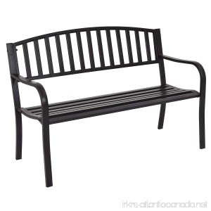 Giantex 50 Patio Garden Bench Loveseats Park Yard Furniture Decor Cast Iron Frame Black (Black Style 2) - B06Y64H439