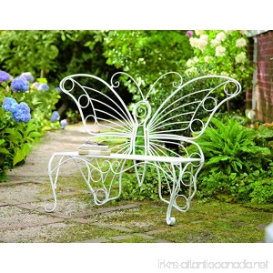 Plow & Hearth Weather-Resistant Butterfly Garden Bench Metal - White - 60¼L x 17¾D x 39½H - B00DTVIXJW