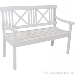 Sunnydaze 2-Person Wooden Patio Bench with X-Back Design 47-Inch White - B07FYQ6PGR