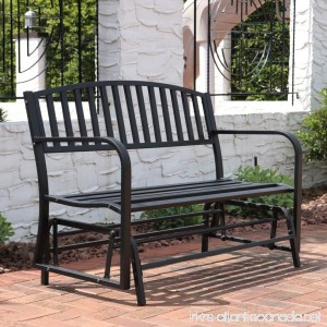 Sunnydaze Outdoor Garden Bench 50 Inch Metal Glider Patio Seat Black - B071RR48FD