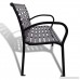 vidaXL Black Patio Park Garden Bench Porch Path Chair Outdoor Deck Seating Steel Frame - B07FF6S3DV