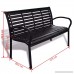 vidaXL Black Patio Park Garden Bench Porch Path Chair Outdoor Deck Seating Steel Frame - B07FF6S3DV