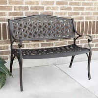 WE Furniture 42 Cast Aluminum Wicker Style Outdoor Bench - B073C661WP