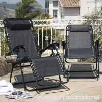 2 Folding Zero Gravity Reclining Lounge Chairs+Utility Tray Outdoor Beach Patio  Black - B018UHVMPQ