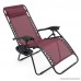 2 Folding Zero Gravity Reclining Lounge Chairs Utility Tray Outdoor Beach Patio Burgundy - B018UJ68D0