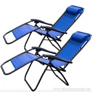 2 Pack Zero Gravity Outdoor Lounge Chairs Patio Adjustable Folding Reclining Chairs with Removable Pillow Patio Lawn Recliner Chair Blue Weather and Rust Resistant - B07FQXQV9J